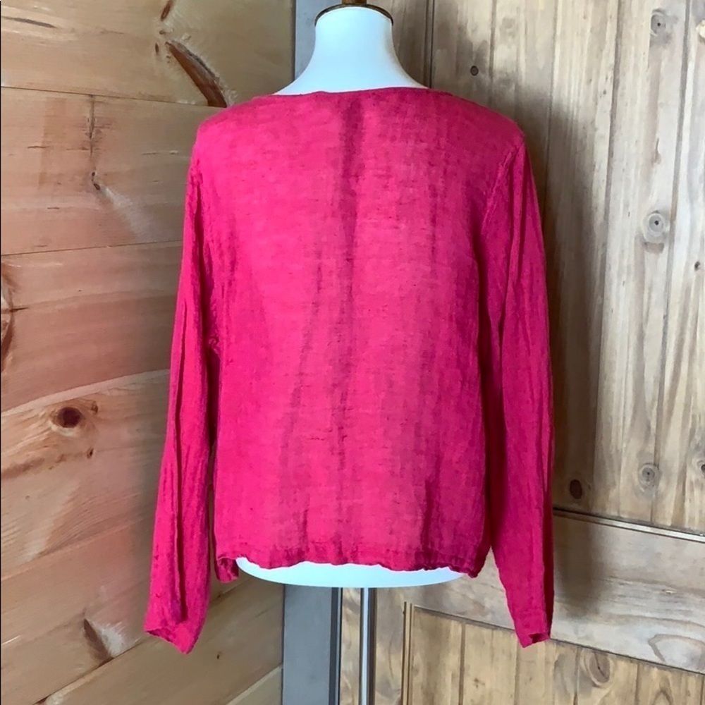 Flax red linen button front blouse Size Medium - Picture 3 of 9